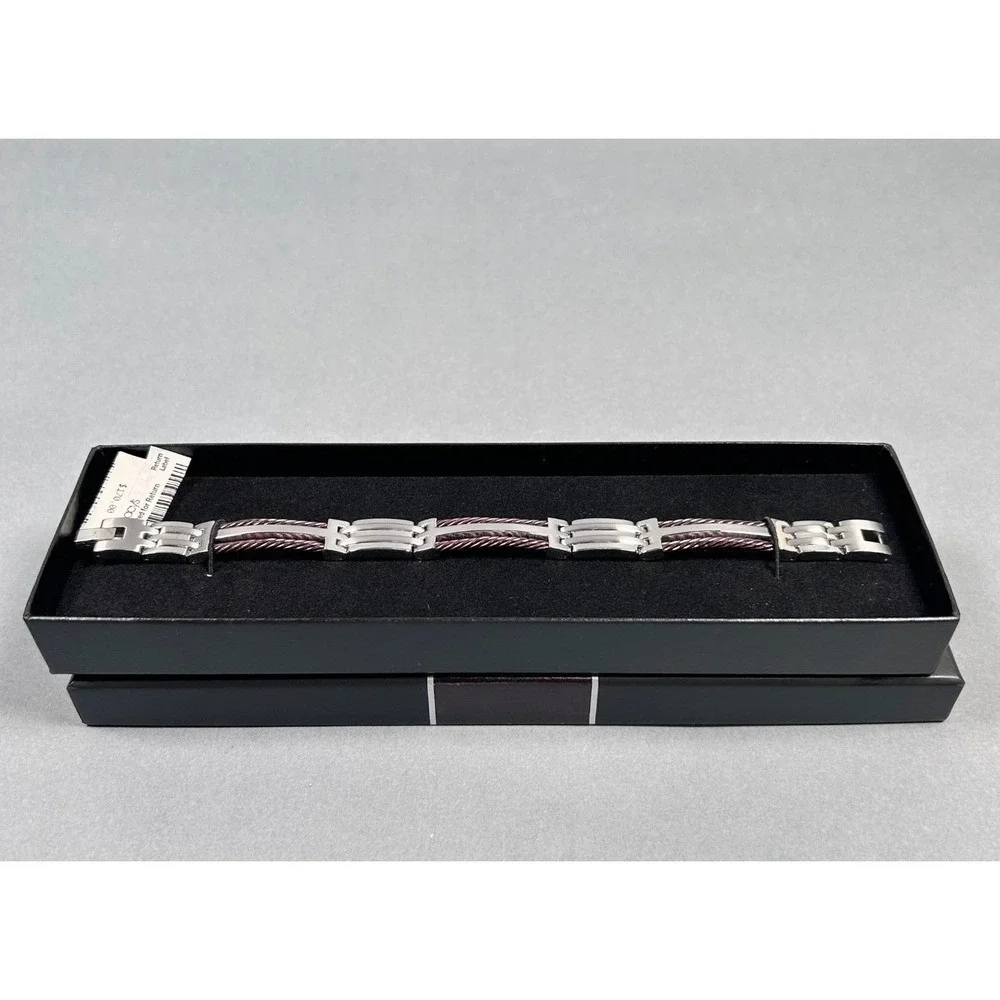NWT Mens Stainless Steel Rose Gold Tone Cable Link Bracelet‎ NWT $170